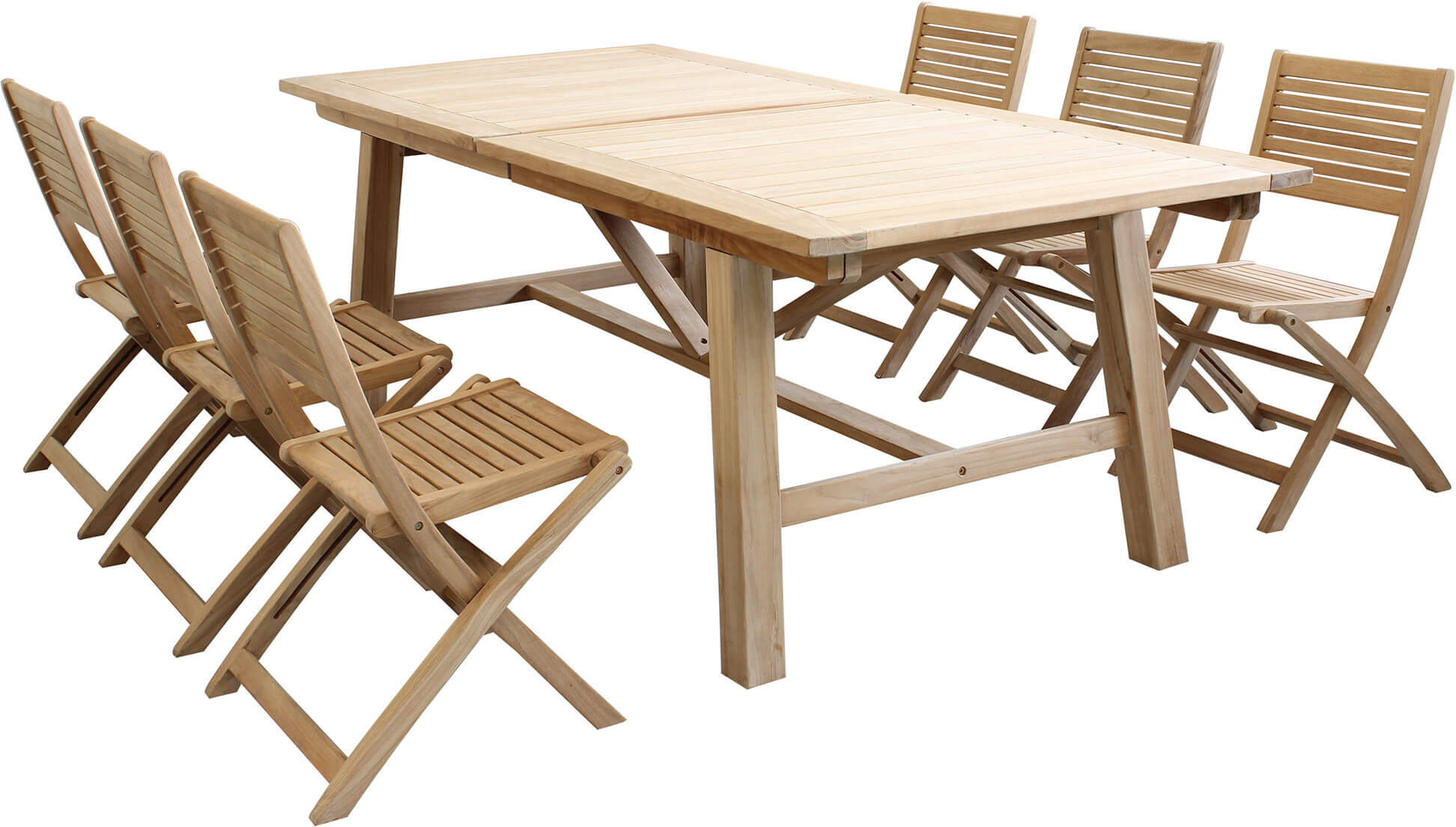 Milani Home Set tavolo e sedie da giardino per esterno in legno resistente di teak cm.220/3 Marrone x x cm