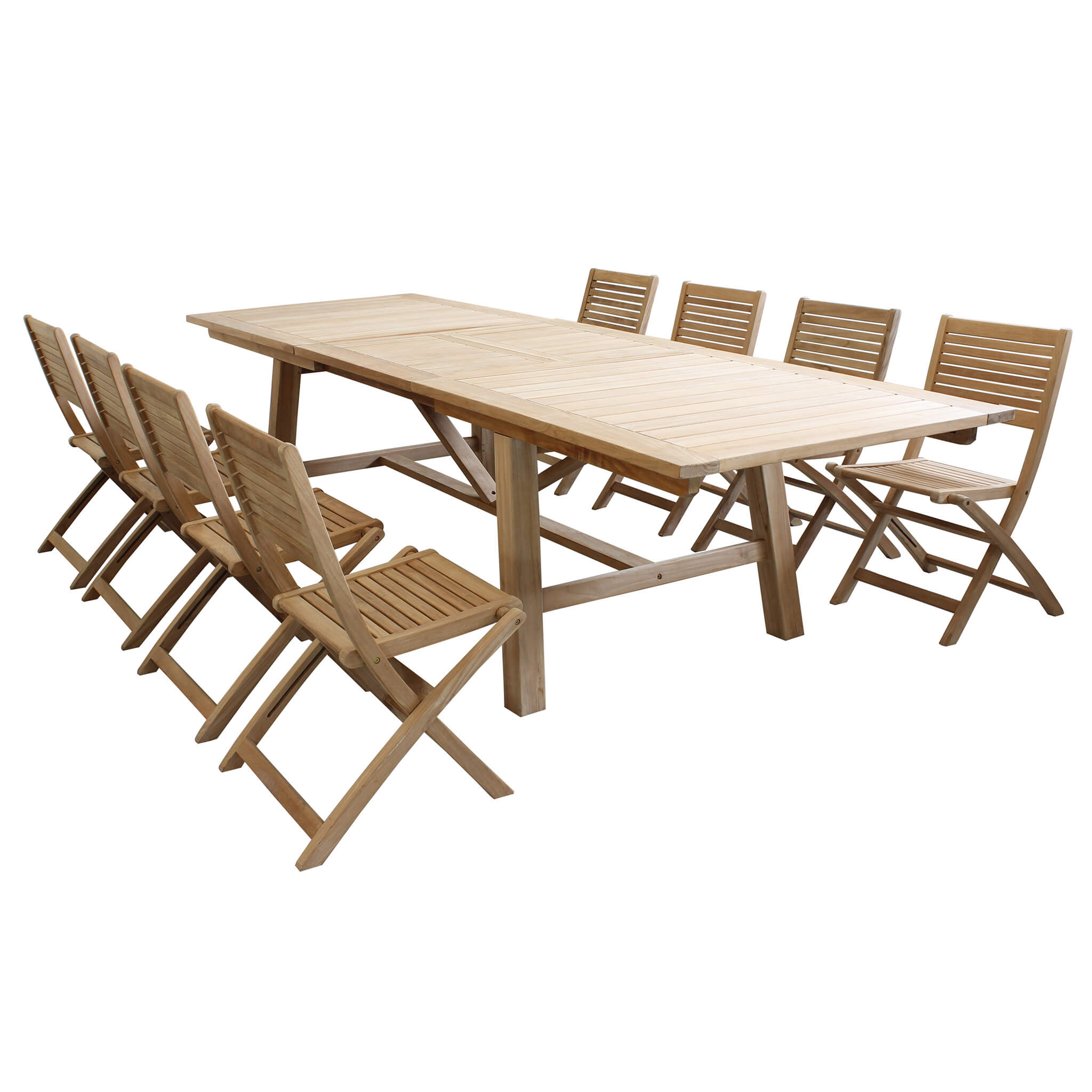 Milani Home Set tavolo e sedie da giardino per esterno in legno resistente di teak cm.220/3 Marrone x x cm