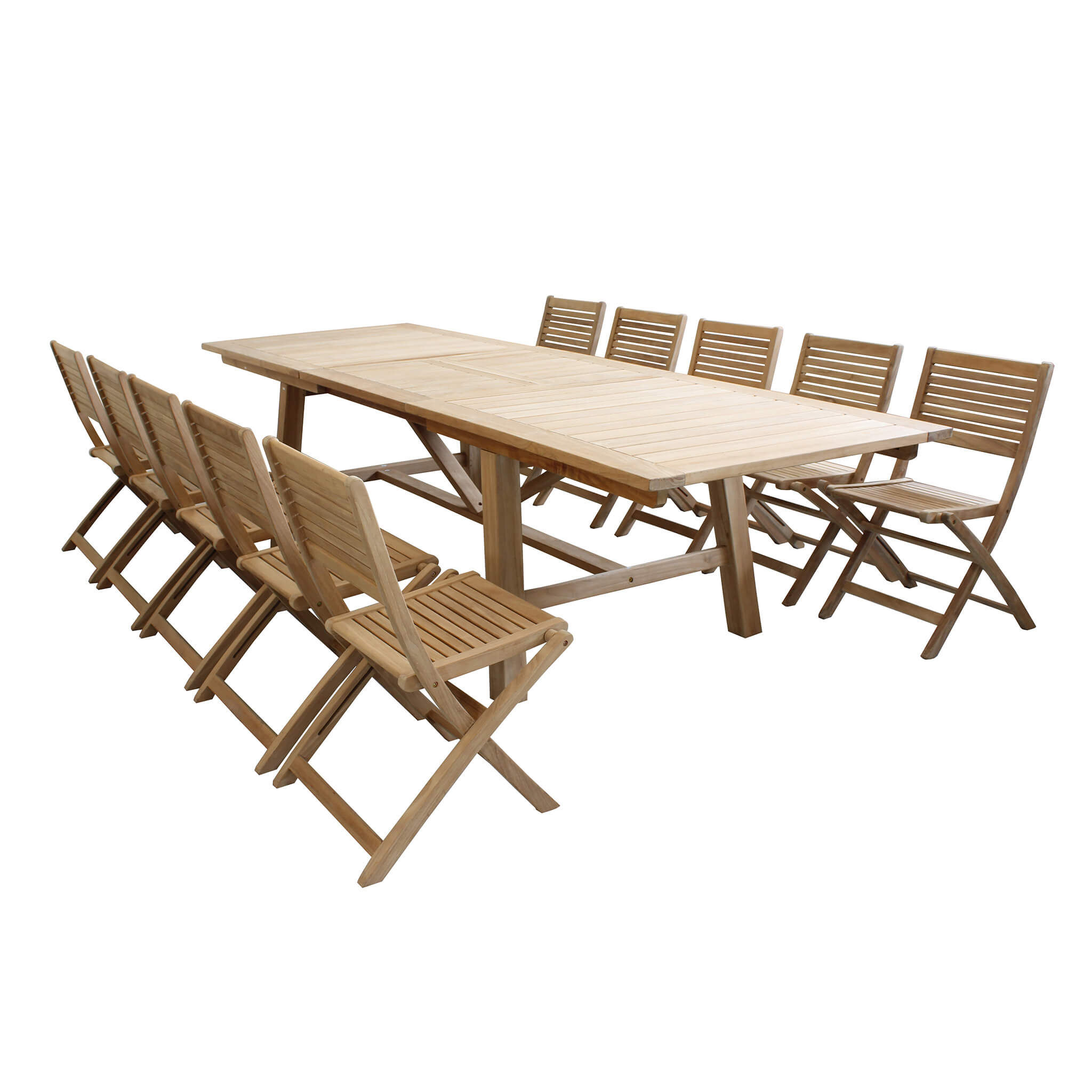 Milani Home Set tavolo e sedie da giardino per esterno in legno resistente di teak cm.220/3 Marrone x x cm