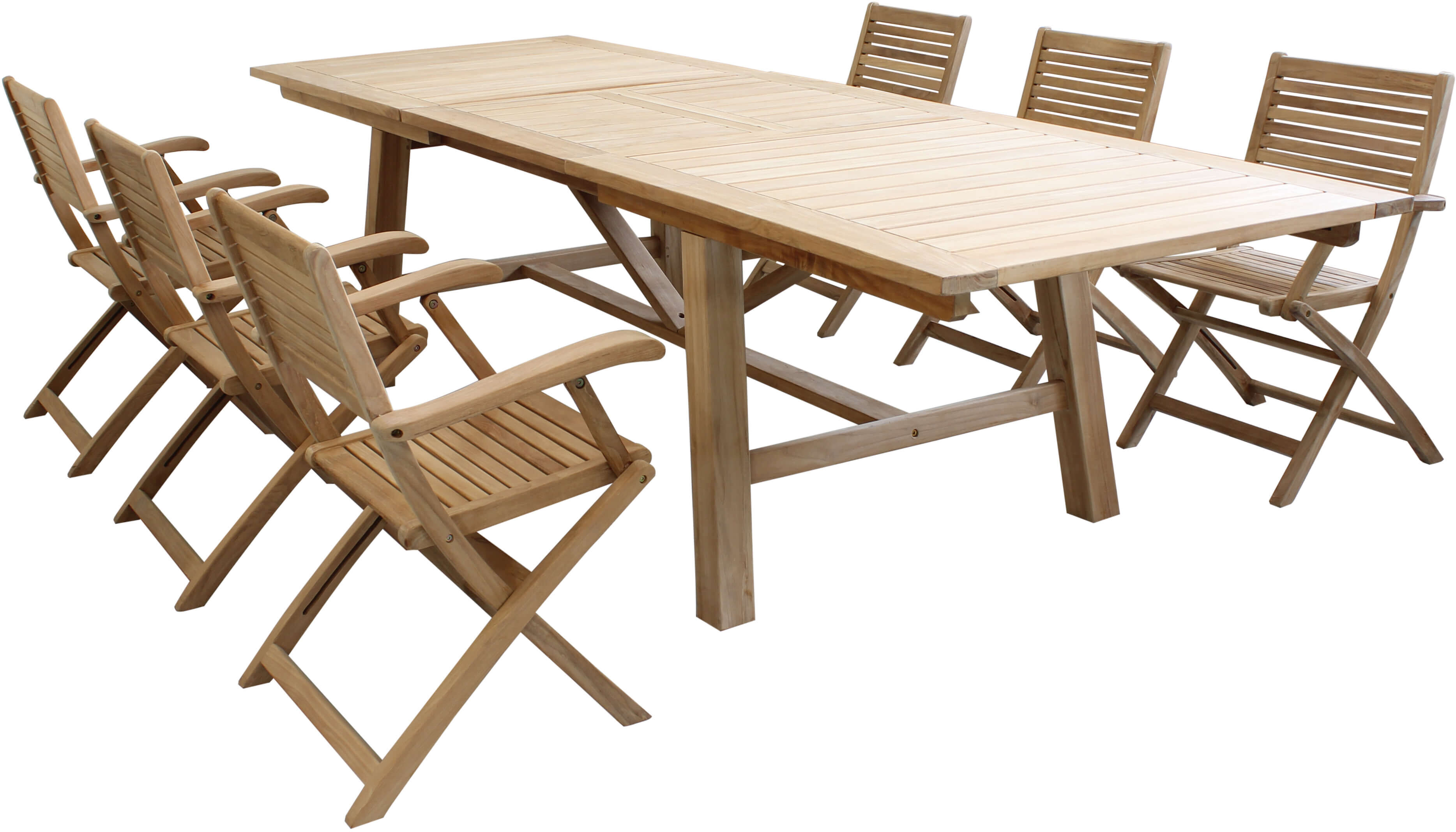 Milani Home Set tavolo e sedie da giardino per esterno in legno resistente di teak cm.220/3 Marrone x x cm