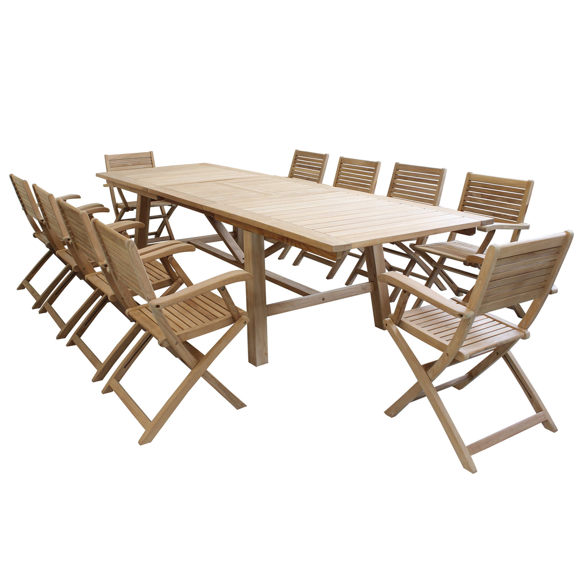 Milani Home Set tavolo e sedie da giardino per esterno in legno resistente di teak cm.220/3 Marrone x x cm