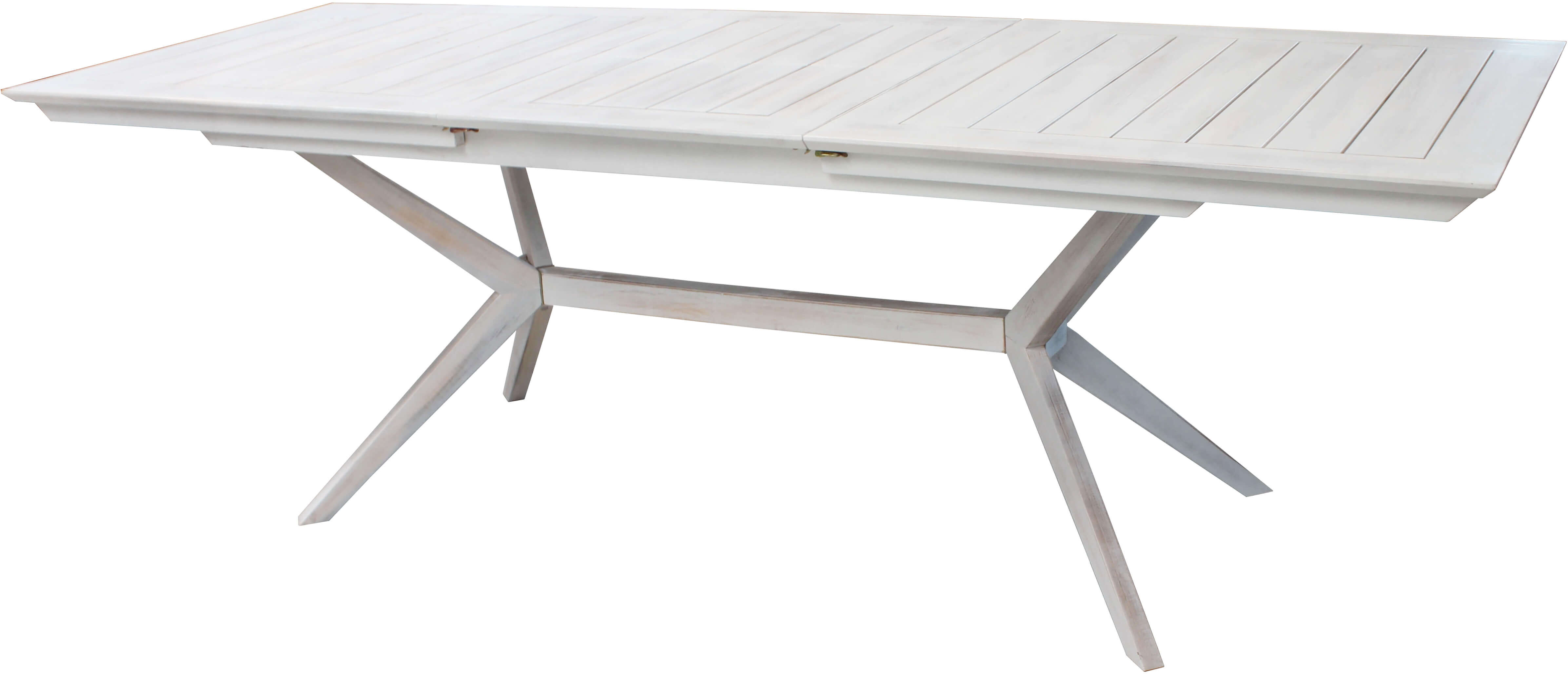 Milani Home Tavolo Rettangolare Allungabile In Legno Di Acacia 180/240x90 Bianco Per Estern Bianco 180 x 75 x 90 cm