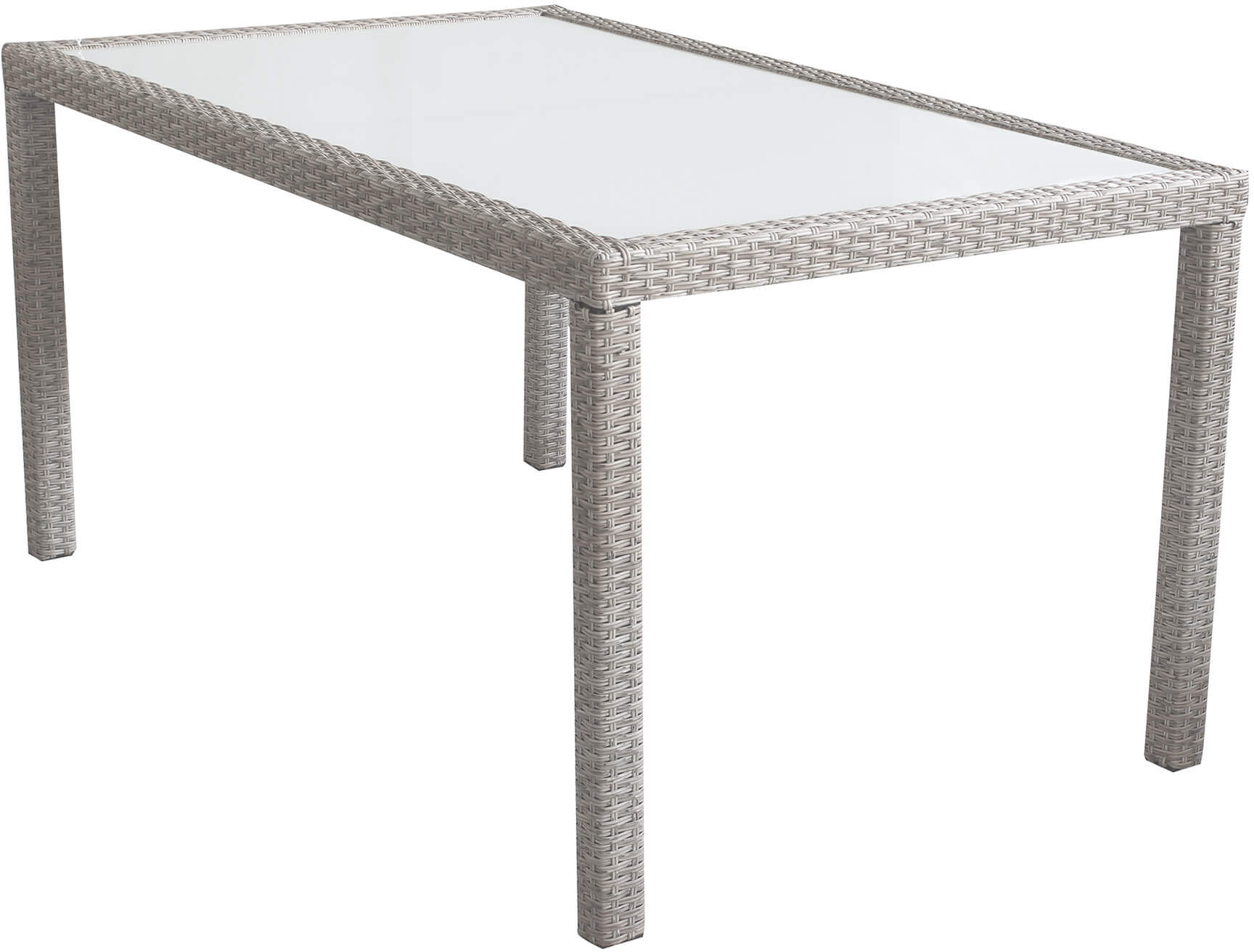 Milani Home Tavolo Rettangolare Fisso In Wicker Grigio 150x90 Piano In Vetro Intreccio In R Grigio 150 x 75 x 90 cm