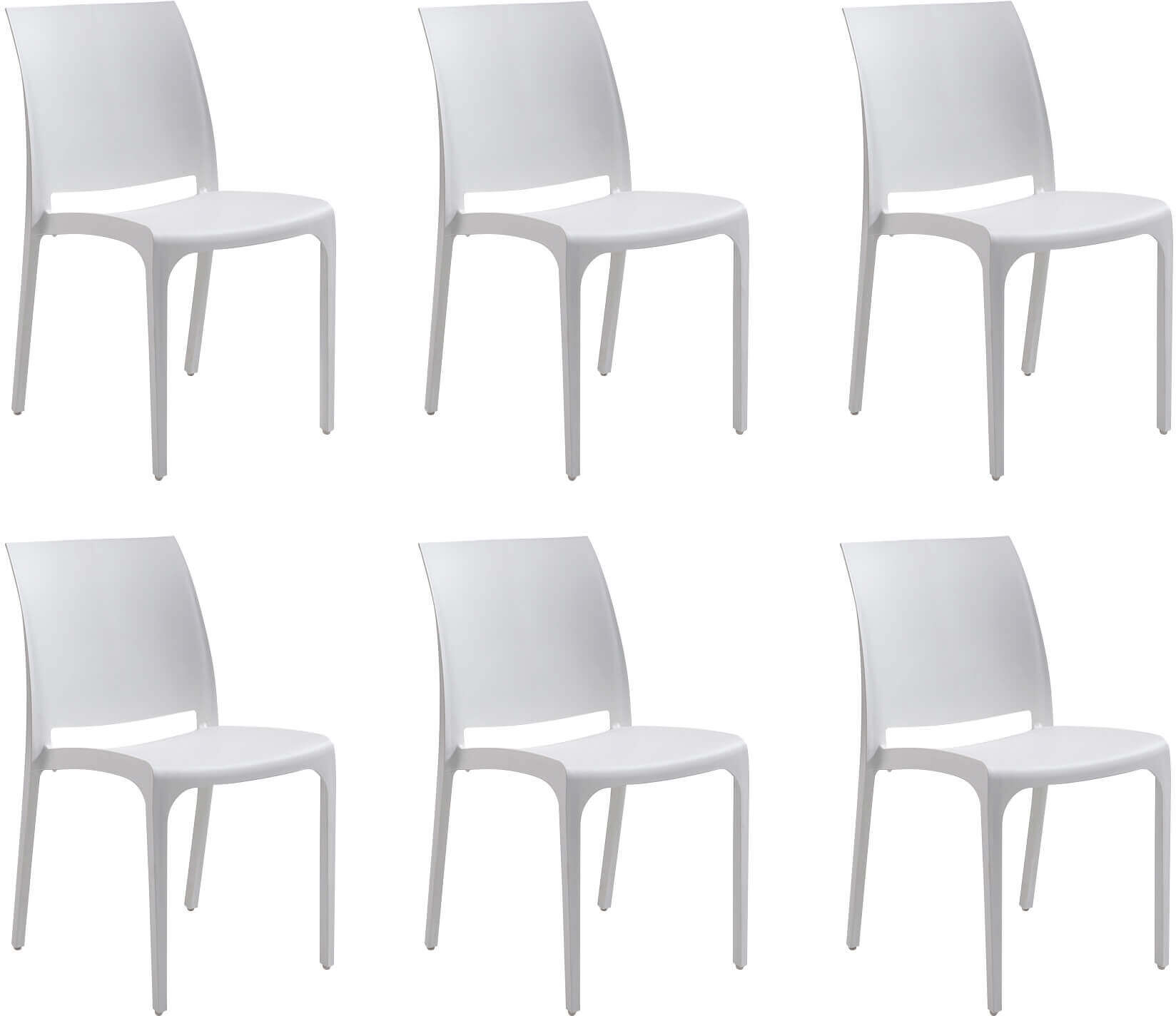 Milani Home set di 6 sedie poltrone da giardino in plastica design moderno colorata Bianco Bianco 46 x 80 x 54 cm