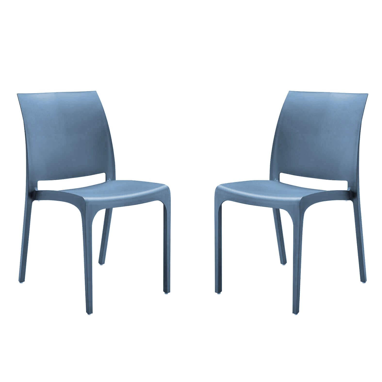 Milani Home set di 2 sedie poltrone da giardino in plastica design moderno colorata Blu Blu 46 x 80 x 54 cm