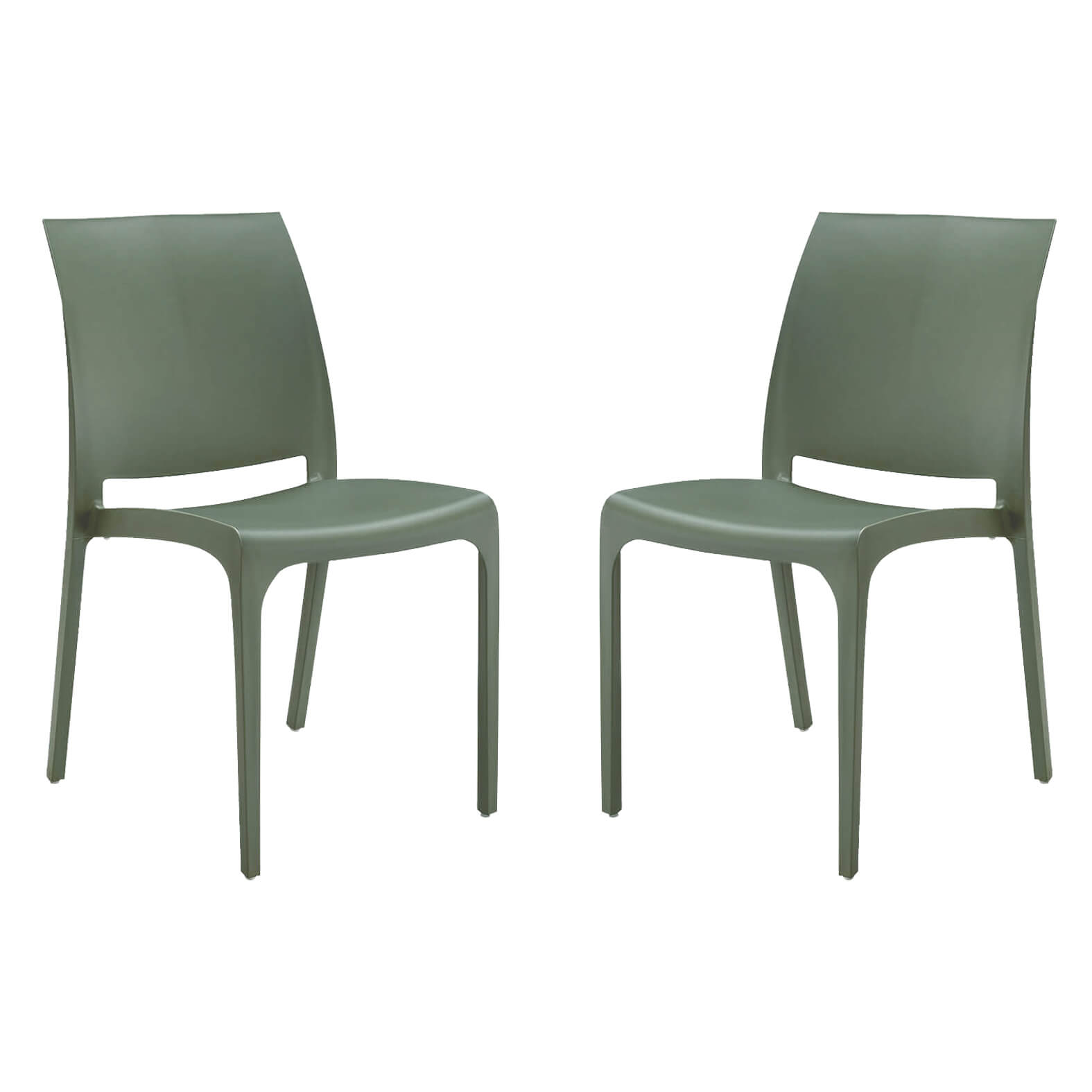 Milani Home set di 2 sedie poltrone da giardino in plastica design moderno colorata Verde Verde 46 x 80 x 54 cm