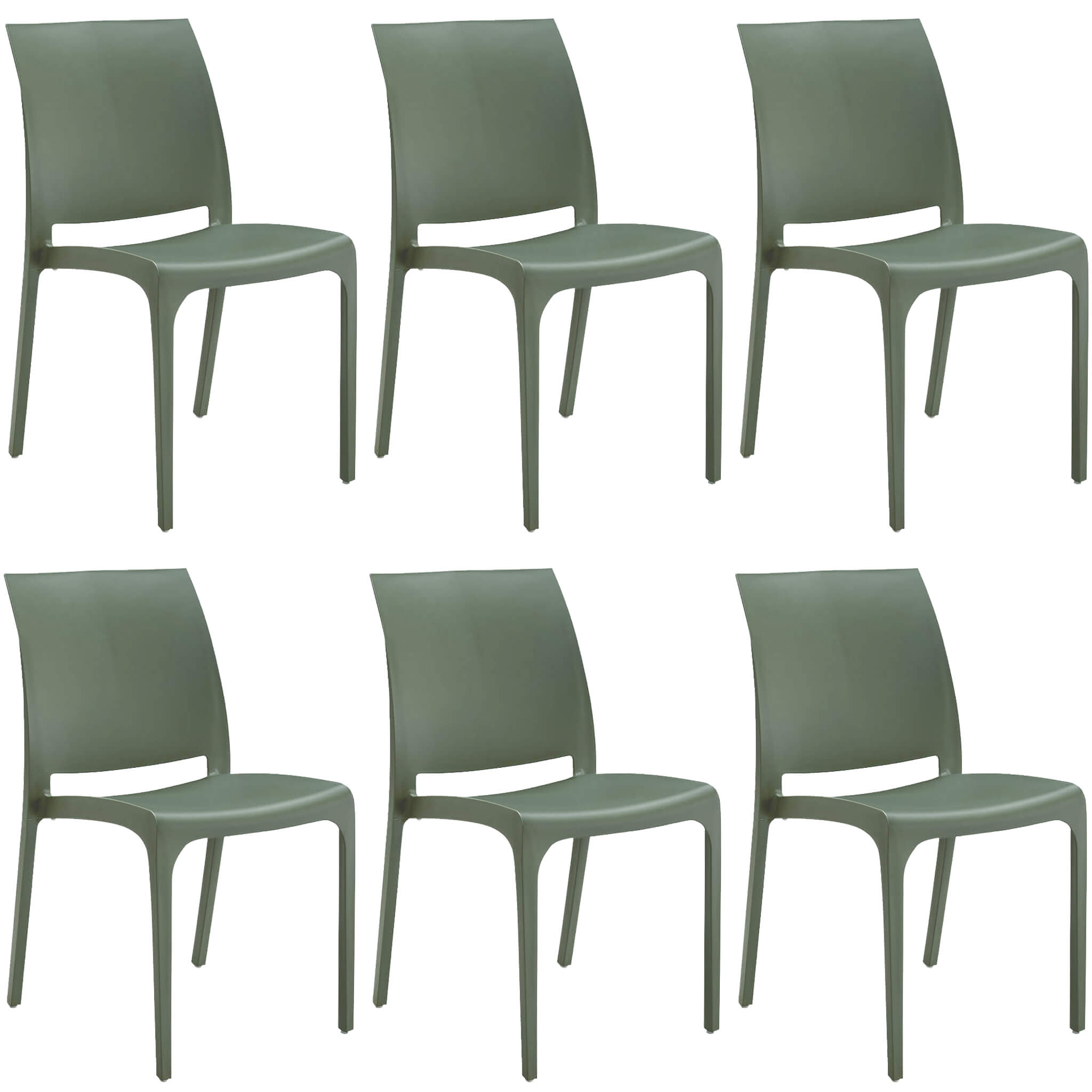 Milani Home set di 6 sedie poltrone da giardino in plastica design moderno colorata Verde Verde 46 x 80 x 54 cm