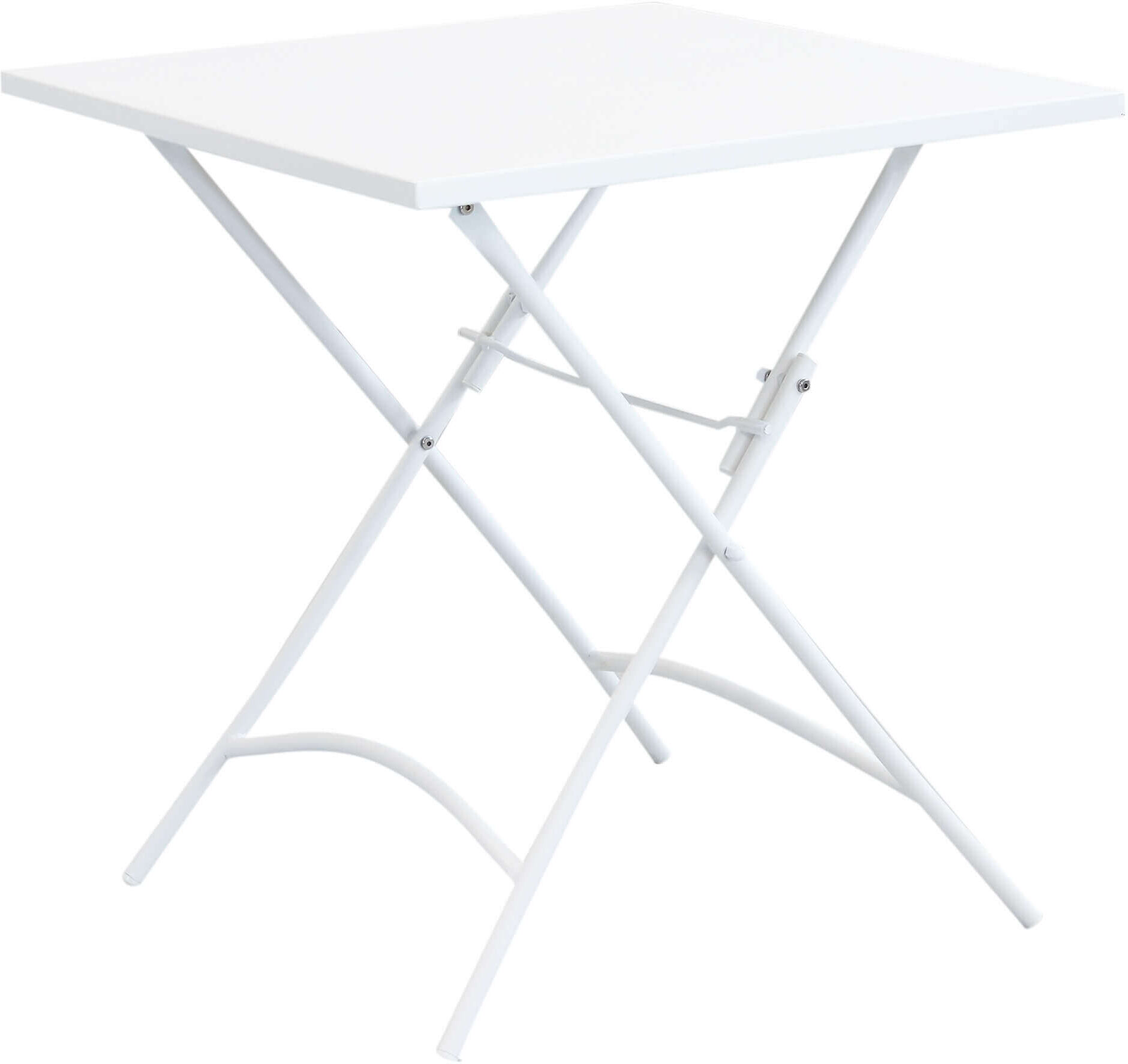 Milani Home Tavolo Quadrato Pieghevole In Ferro Bianco 70x70 Per Esterno Giardino, Portico, Bianco 70 x 72 x 70 cm