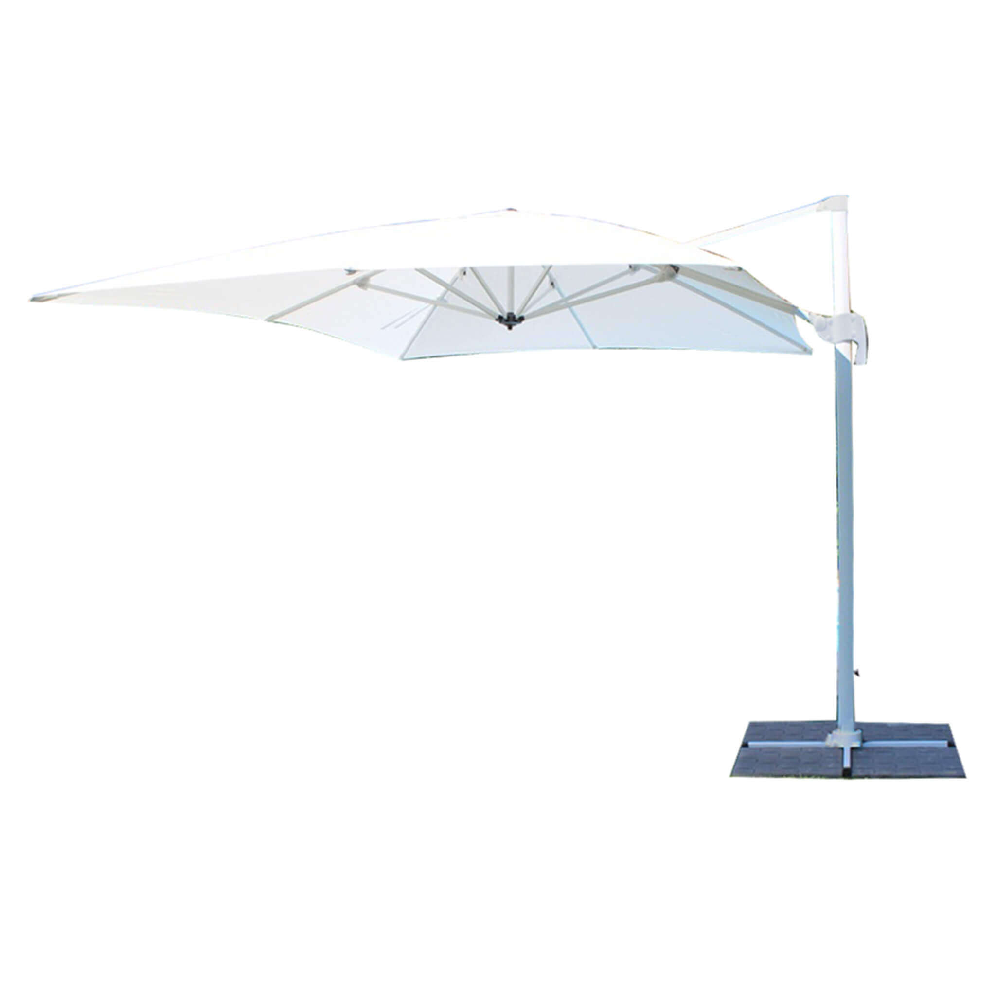 Milani Home Ombrellone Da Giardino 3x3 Palo Laterale Bianco Per Esterno Ristorante Gelateri Bianco 315 x 266 x 295 cm