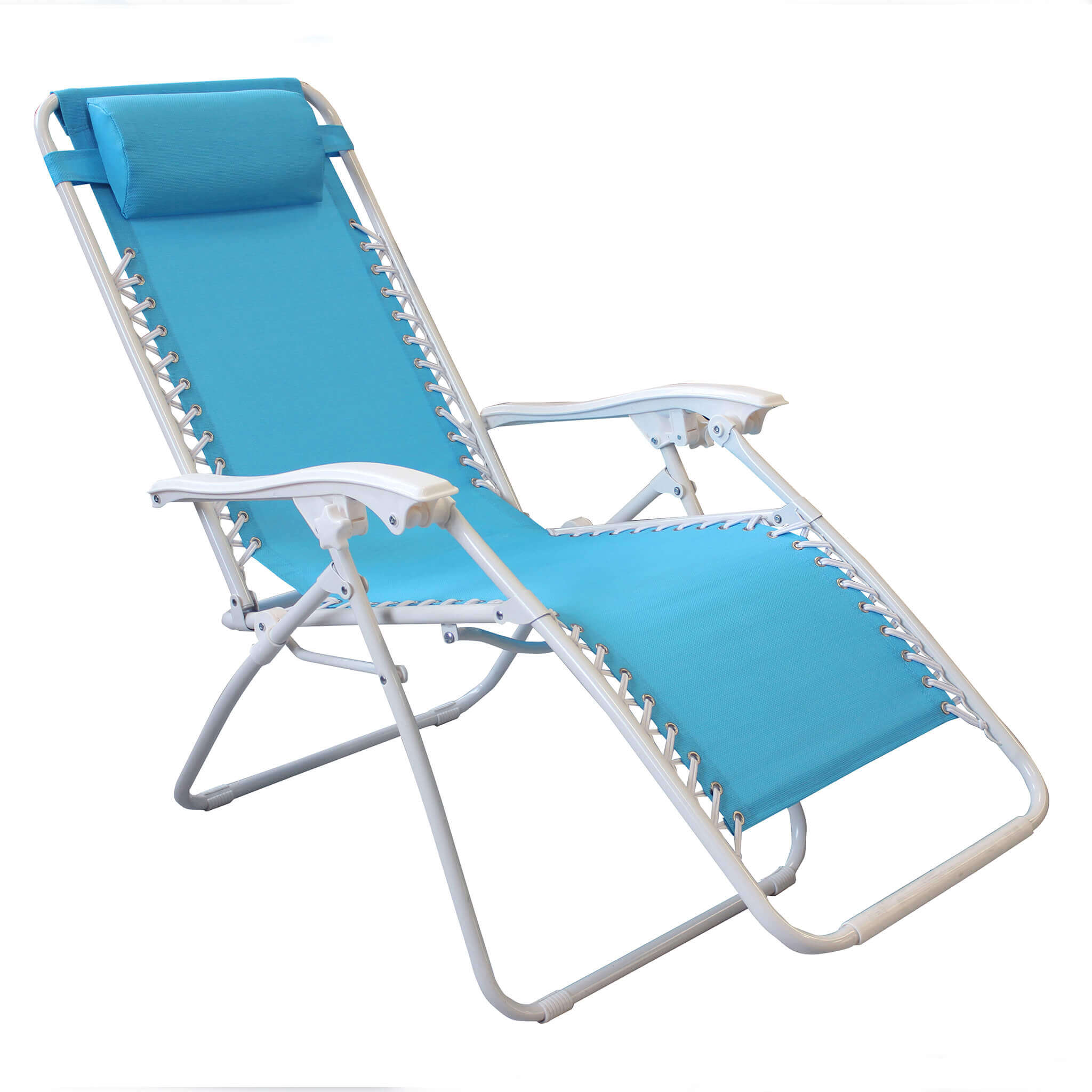 Milani Home Sdraio Pieghevole Con Struttura Bianca E Textilene Blu Per Campeggio Spiaggia M Azzurro 88 x 110 x 65 cm