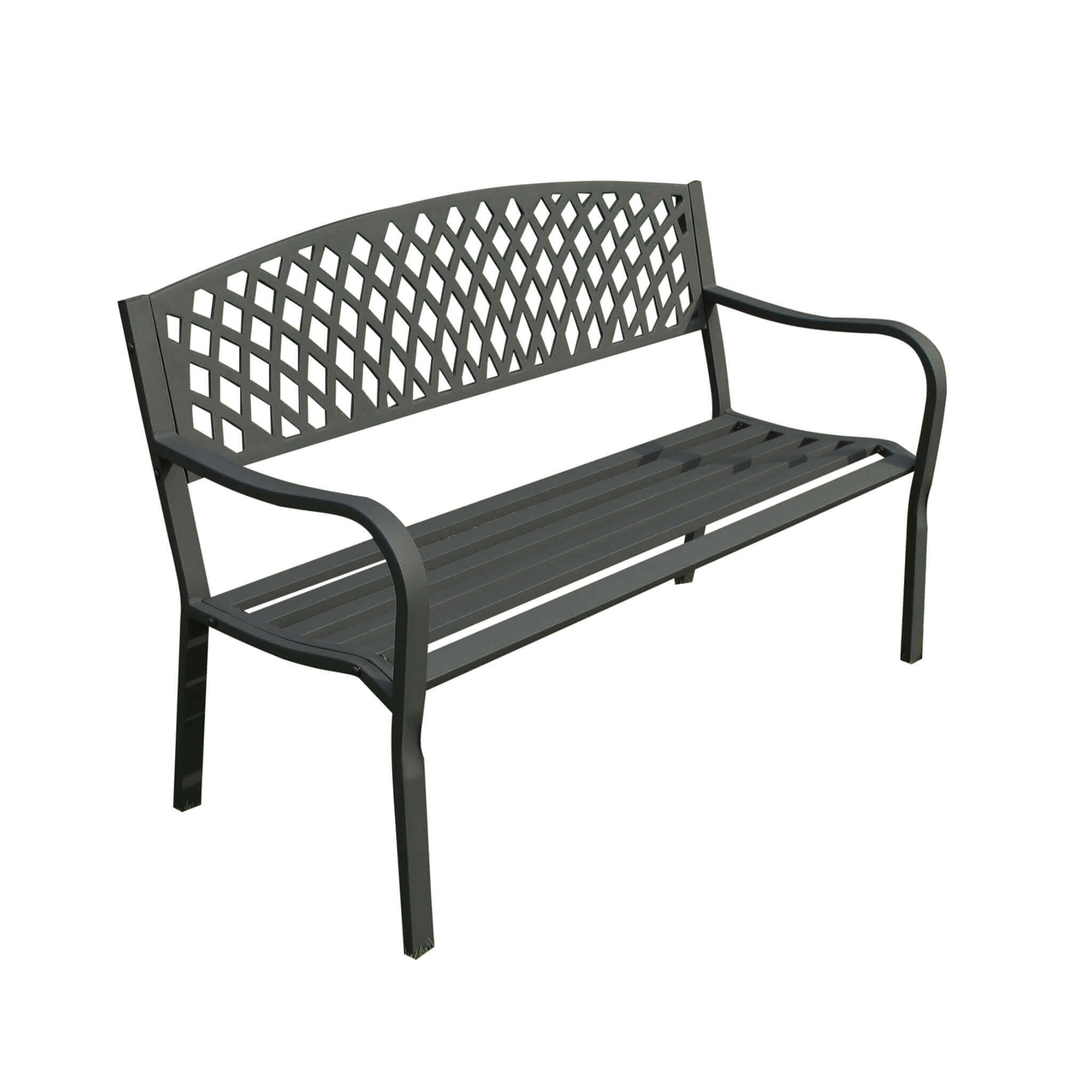 Milani Home Panchina 2 Posti In Ferro Nera Per Esterno Giardino, Portico, Ristorante, Gelat Antracite 128 x 56 x 85 cm