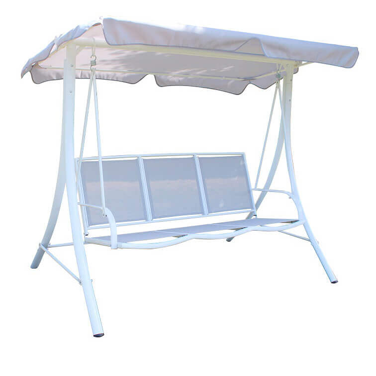 Milani Home Dondolo Da Giardino Bianco-Grigio Per Esterno Portico, Ristorante, Gelateria Ba Bianco 206 x 130 x 160 cm