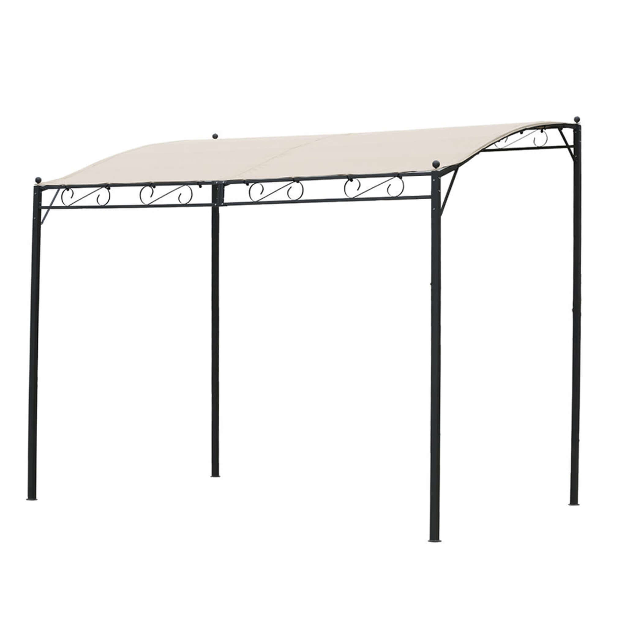 Milani Home Gazebo Pergola A Parete 3x4 In Metallo Nero Con Telo Beige Per Esterno E Giardi Antracite 300 x 400 x 400 cm