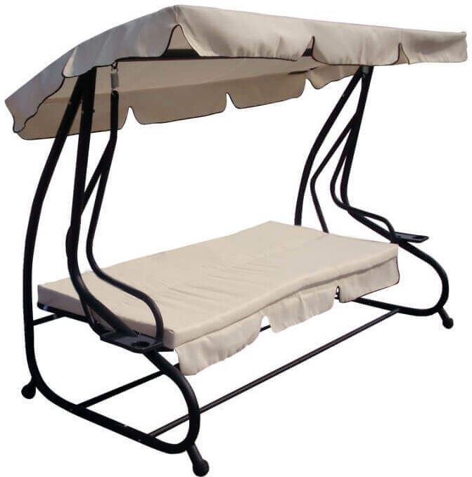 Milani Home Dondolo Letto Da Giardino Con Cuscini Per Esterno Portico, Ristorante, Gelateri Beige 230 x 170 x 126 cm