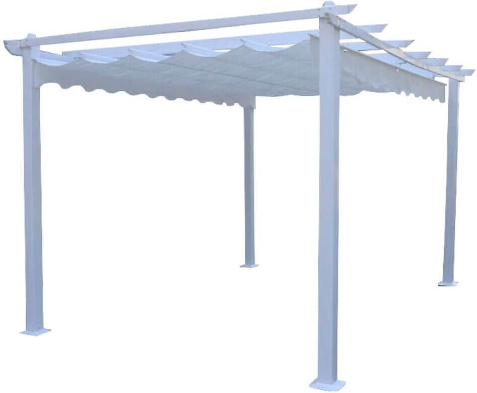 Milani Home Gazebo Di Design 3x3 In Alluminio Bianco Super Robusto Telo Bianco Per Esterno Bianco 300 x 240 x 300 cm