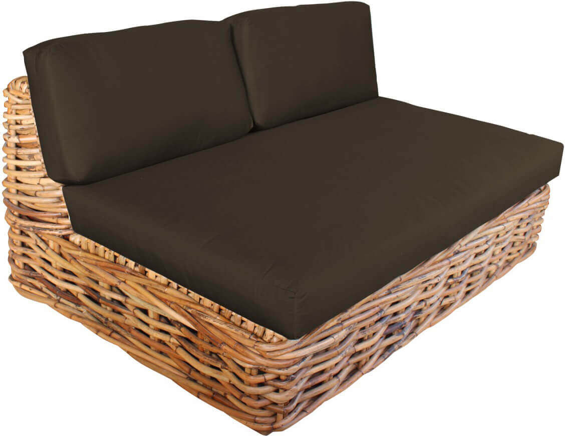 Milani Home Divano Da Giardino Componibile Completo Di Cuscino Intreccio In Rattan Naturale Marrone 105 x 65 x 185 cm