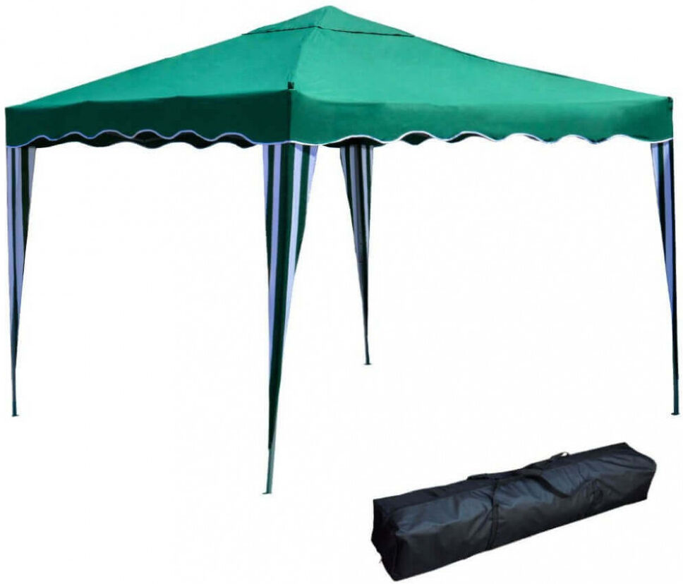 Gazebo pieghevole in metallo 3x3 verde con sacca