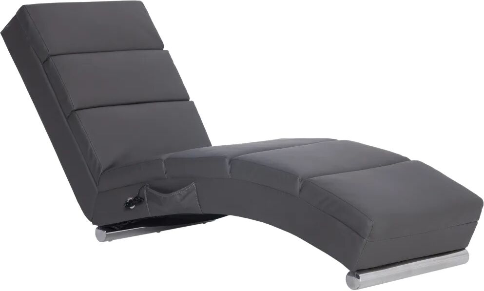 vidaXL Massage chaise longue kunstleer grijs