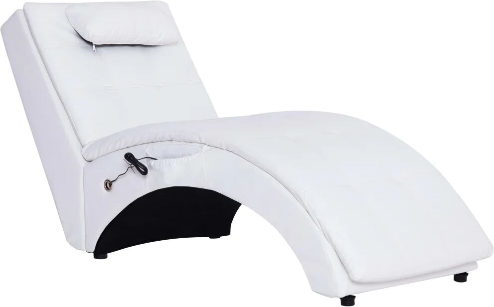 vidaXL Massage chaise longue met kussen kunstleer wit