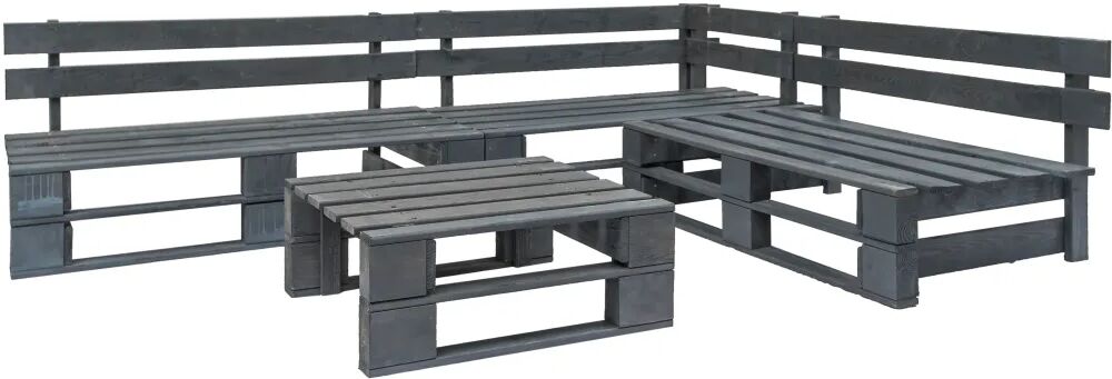 vidaXL 4-delige Loungeset pallet hout grijs