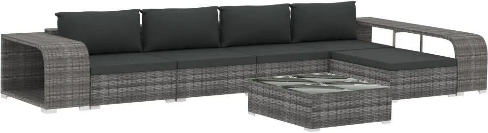 vidaXL 8-delige Loungeset met kussens poly rattan grijs