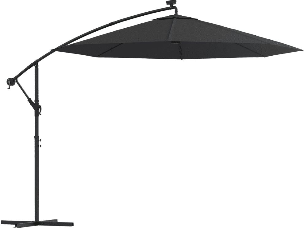 vidaXL Zweefparasol met LED-verlichting en stalen paal 300 cm zwart