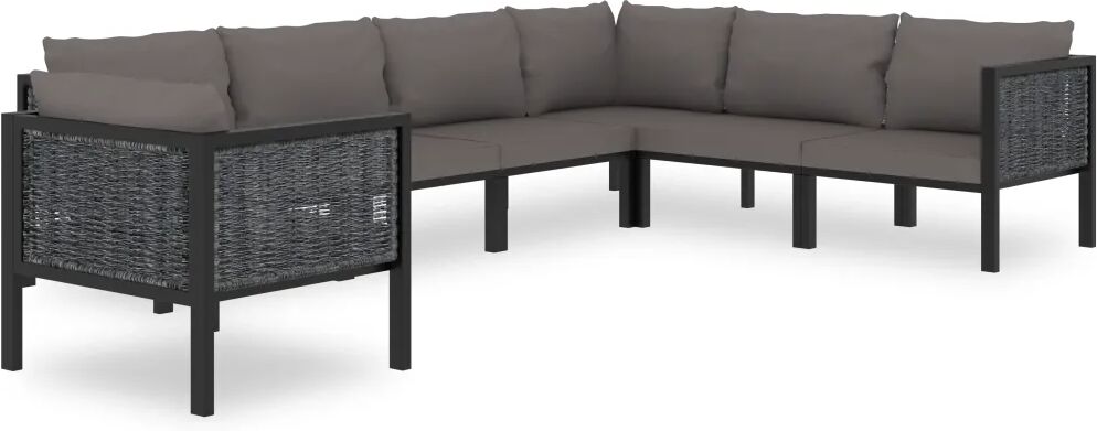 vidaXL 7-delige Loungeset met kussens poly rattan antraciet