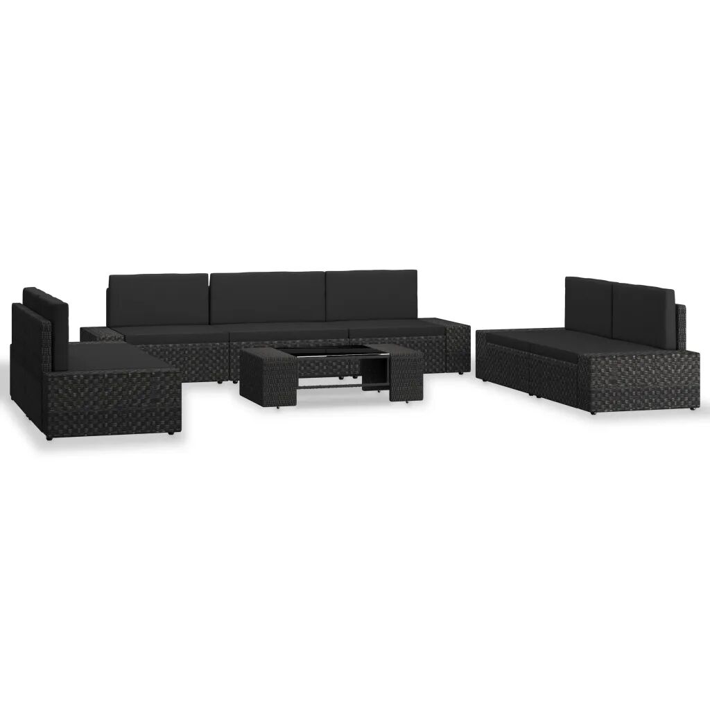 vidaXL 8-delige Loungeset poly rattan zwart