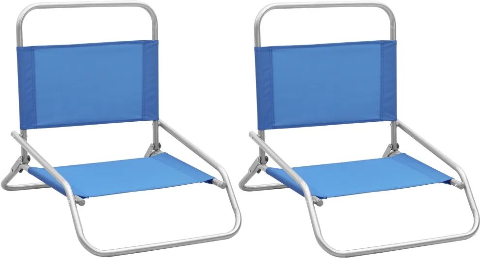 vidaXL Strandstoelen 2 st inklapbaar stof blauw