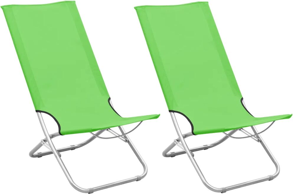 vidaXL Strandstoelen 2 st inklapbaar stof groen