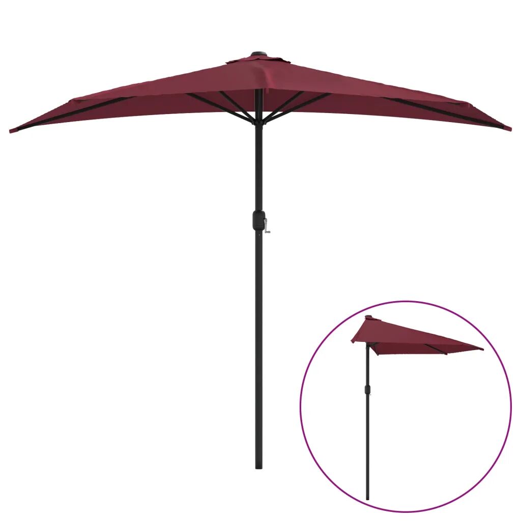 vidaXL Balkonparasol half aluminium paal 270x135x245 cm bordeauxrood