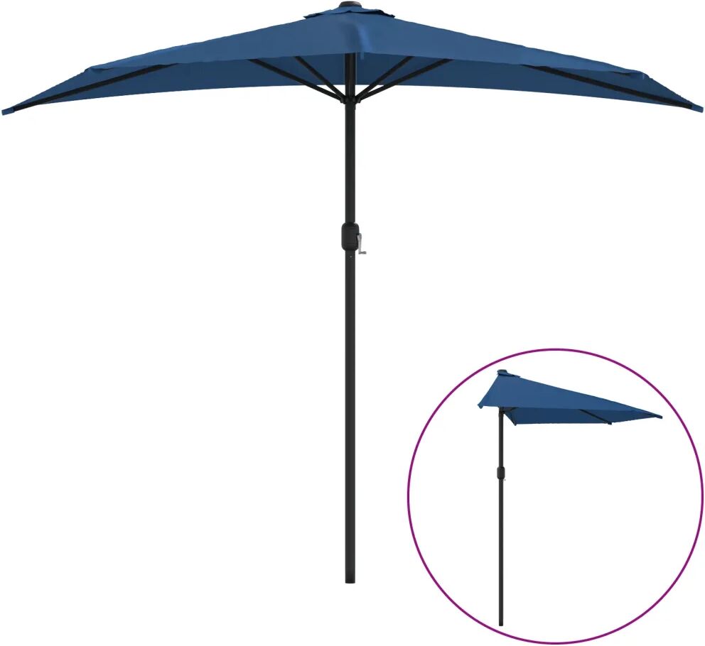 vidaXL Balkonparasol half met aluminium paal 270x135x245 cm blauw