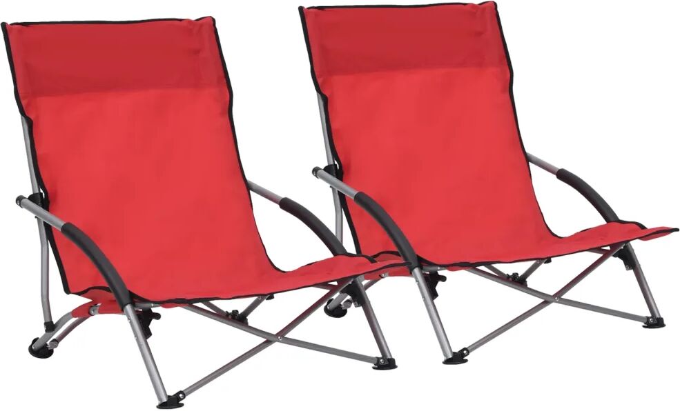 vidaXL Strandstoelen 2 st inklapbaar stof rood