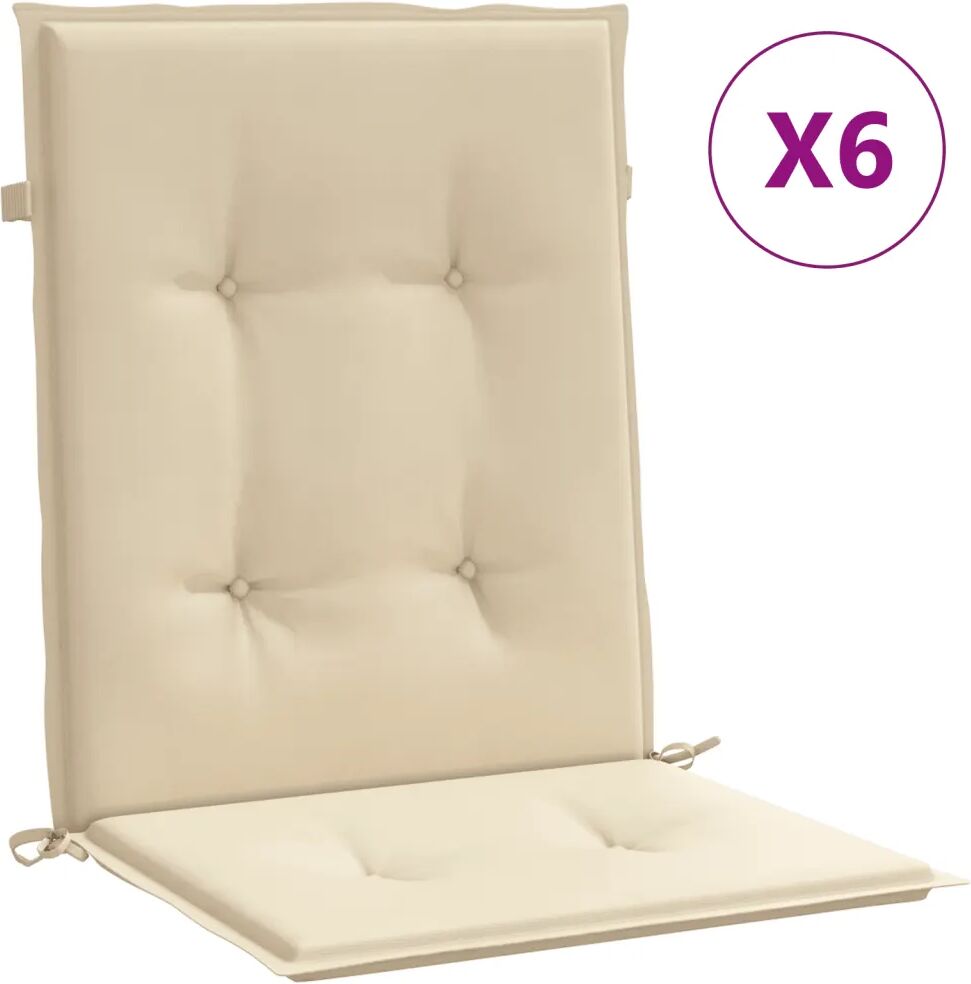 vidaXL Tuinstoelkussens 6 st 100x50x3 cm beige