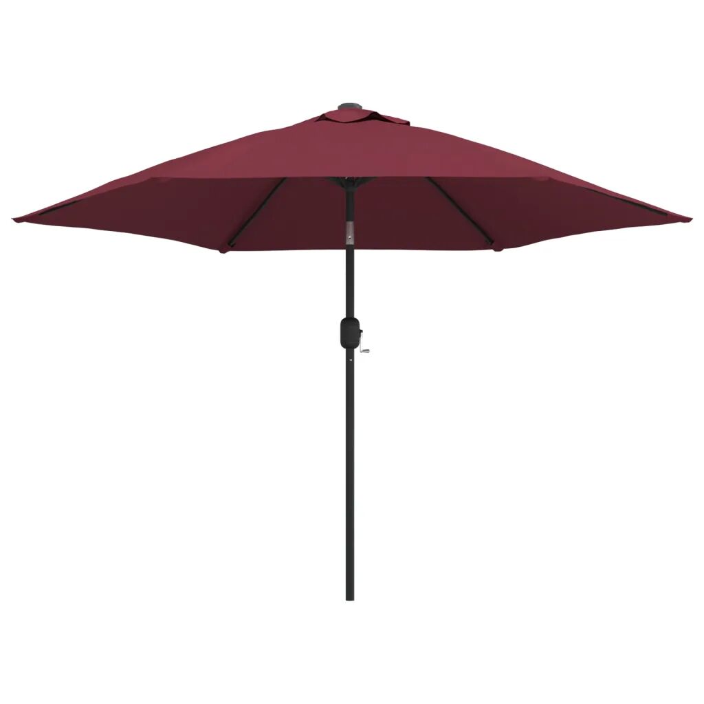 vidaXL Parasol met LED-verlichting en stalen paal 300 cm bordeauxrood