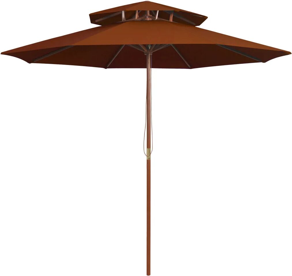 vidaXL Parasol dubbeldekker met houten paal 270 cm terracottakleurig