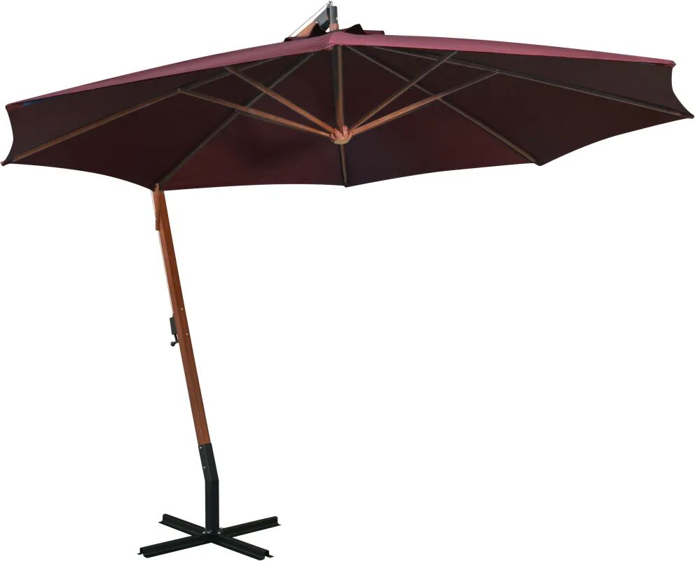 vidaXL Zweefparasol met paal 3,5x2,9 m massief vurenhout bordeauxrood