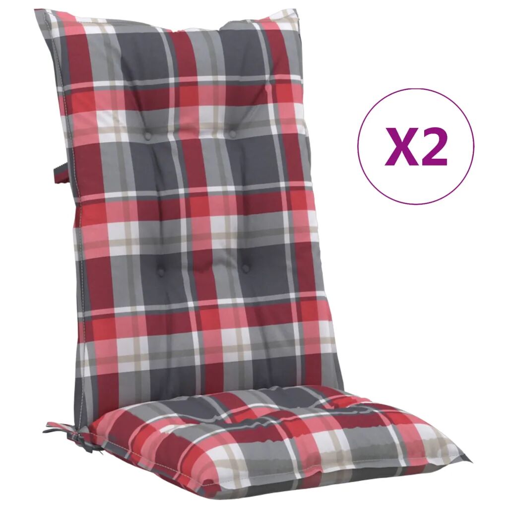 vidaXL Tuinstoelkussens 2 st ruitpatroon 120x50x7 cm rood