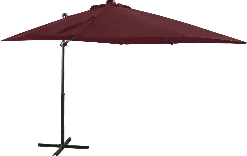 vidaXL Zweefparasol met paal en LED-verlichting 250 cm bordeauxrood