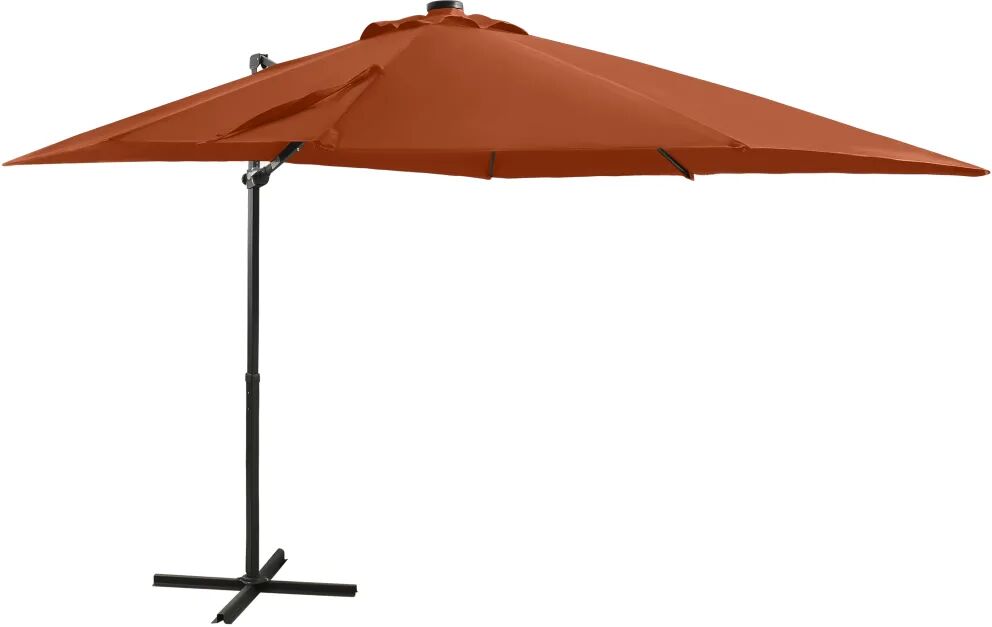 vidaXL Zweefparasol met paal en LED-verlichting 250 cm terracottakleur