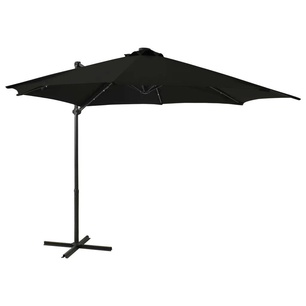 vidaXL Zweefparasol met paal en LED-verlichting 300 cm zwart