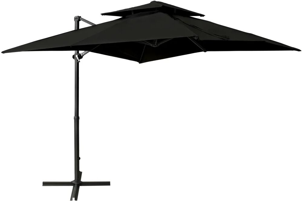 vidaXL Zweefparasol met dubbel dak 250x250 cm zwart