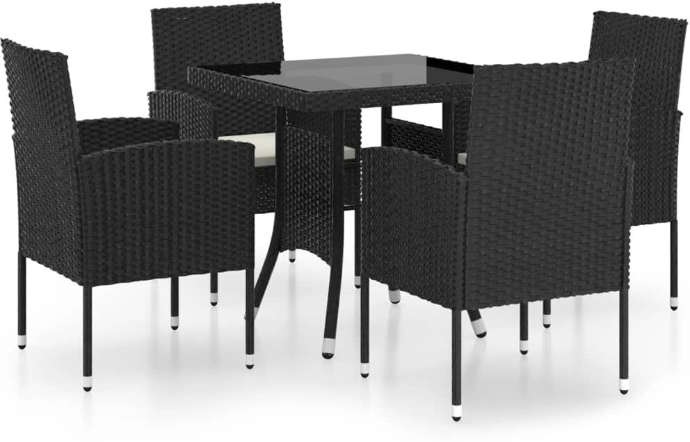 vidaXL 5-delige Tuinset poly rattan zwart