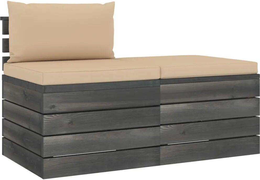 vidaXL 2-delige Loungeset met kussens pallet massief grenenhout