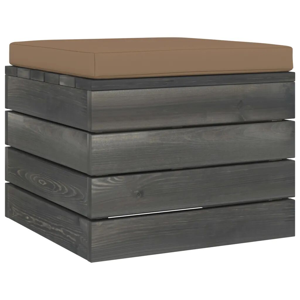 vidaXL Tuinhocker met taupe kussen pallet grenenhout