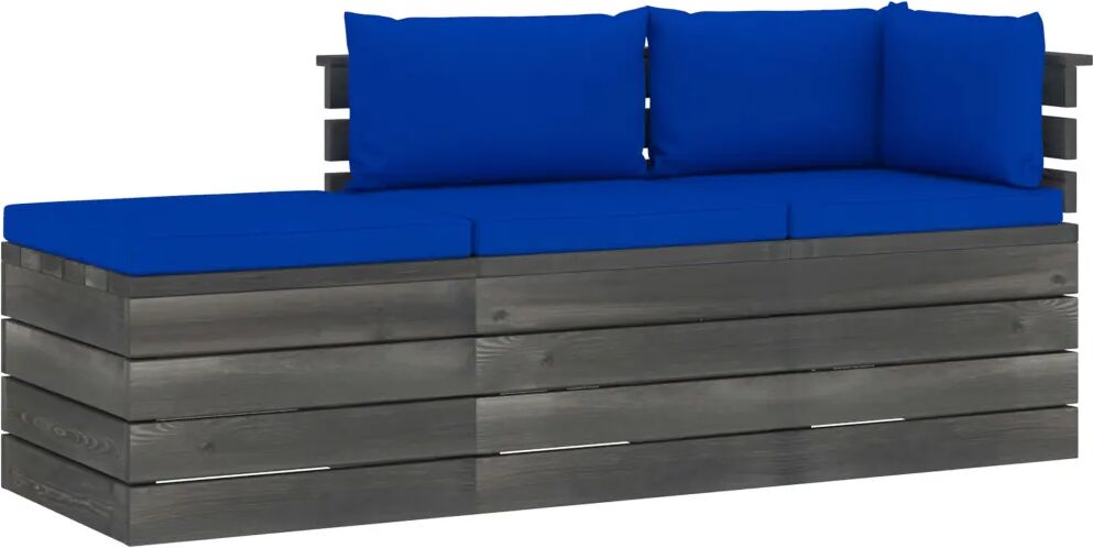 vidaXL 3-delige Loungeset met kussens pallet massief grenenhout