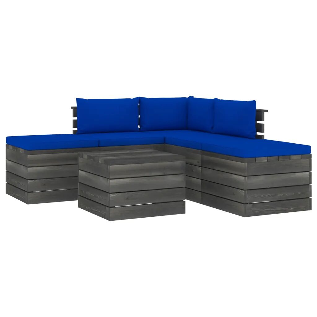 vidaXL 6-delige Loungeset met kussens pallet massief grenenhout