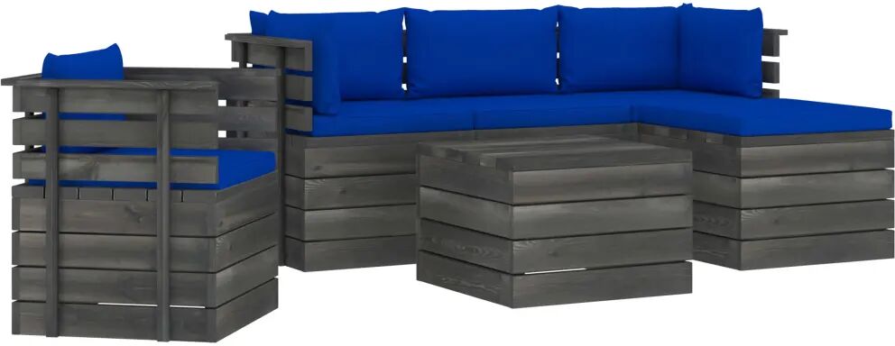 vidaXL 6-delige Loungeset met kussens pallet massief grenenhout