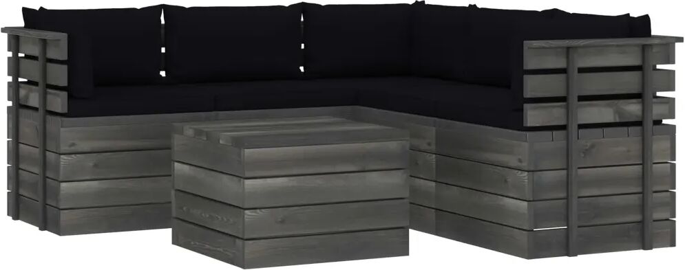 vidaXL 6-delige Loungeset met kussens pallet massief grenenhout