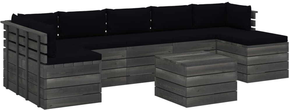 vidaXL 8-delige Loungeset met kussens pallet massief grenenhout